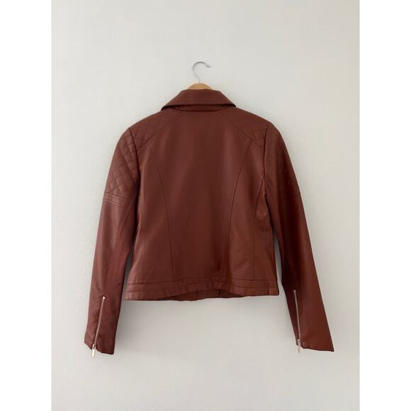New York & Company Faux Leather Moto Jacket, Camel Color, Size XS, EUC - Picture 3 of 6